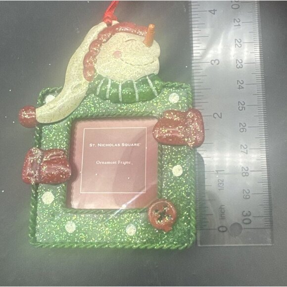 St. Nicholas Square Sparkly SNOWMAN Metal Ornament Frames-3 PC NEW Christmas - Picture 8 of 11